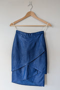 Vintage 80s In-Action Leather Australia Electric Blue Leather Mini Skirt Size 6