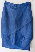 Vintage 80s In-Action Leather Australia Electric Blue Leather Mini Skirt Size 6