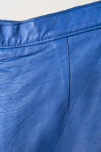 Vintage 80s In-Action Leather Australia Electric Blue Leather Mini Skirt Size 6