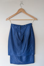 Vintage 80s In-Action Leather Australia Electric Blue Leather Mini Skirt Size 6