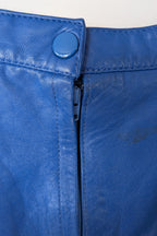 Vintage 80s In-Action Leather Australia Electric Blue Leather Mini Skirt Size 6