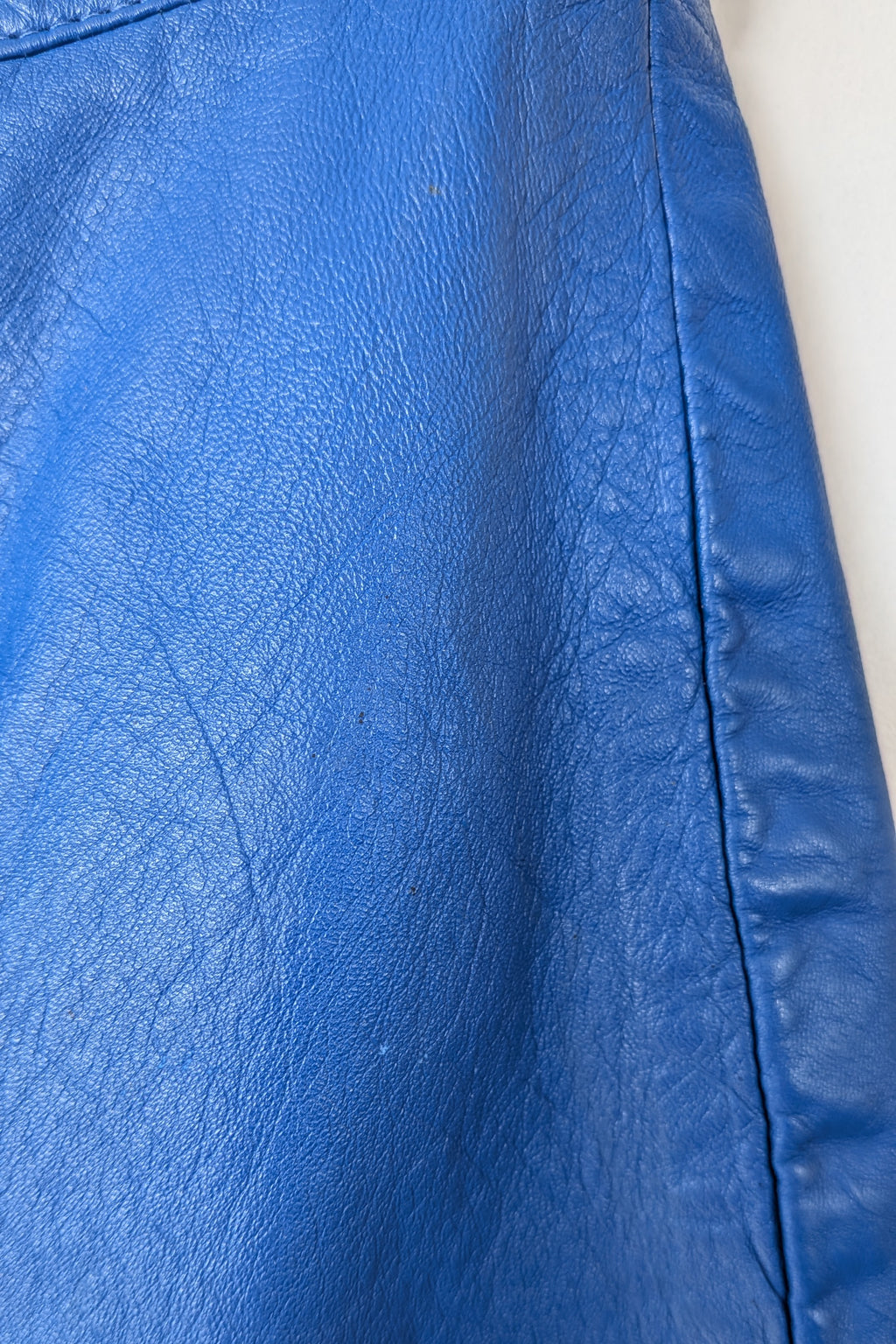Vintage 80s In-Action Leather Australia Electric Blue Leather Mini Skirt Size 6