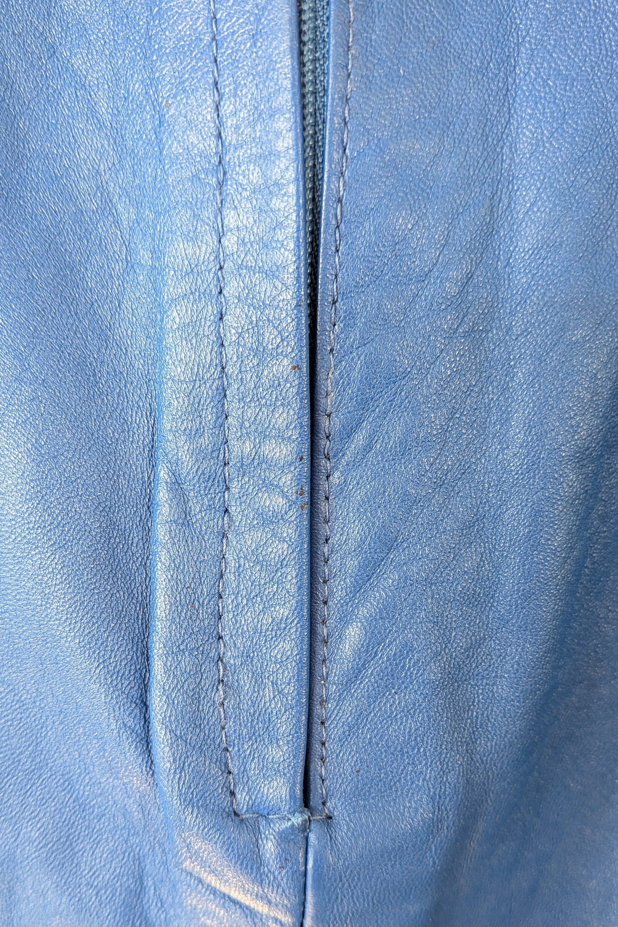 Vintage 80s In-Action Leather Australia Electric Blue Leather Mini Skirt Size 6