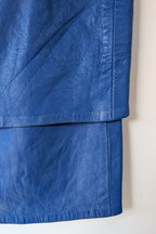Vintage 80s In-Action Leather Australia Electric Blue Leather Mini Skirt Size 6