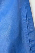 Vintage 80s In-Action Leather Australia Electric Blue Leather Mini Skirt Size 6