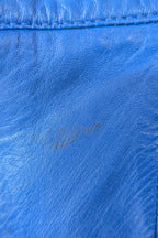 Vintage 80s In-Action Leather Australia Electric Blue Leather Mini Skirt Size 6