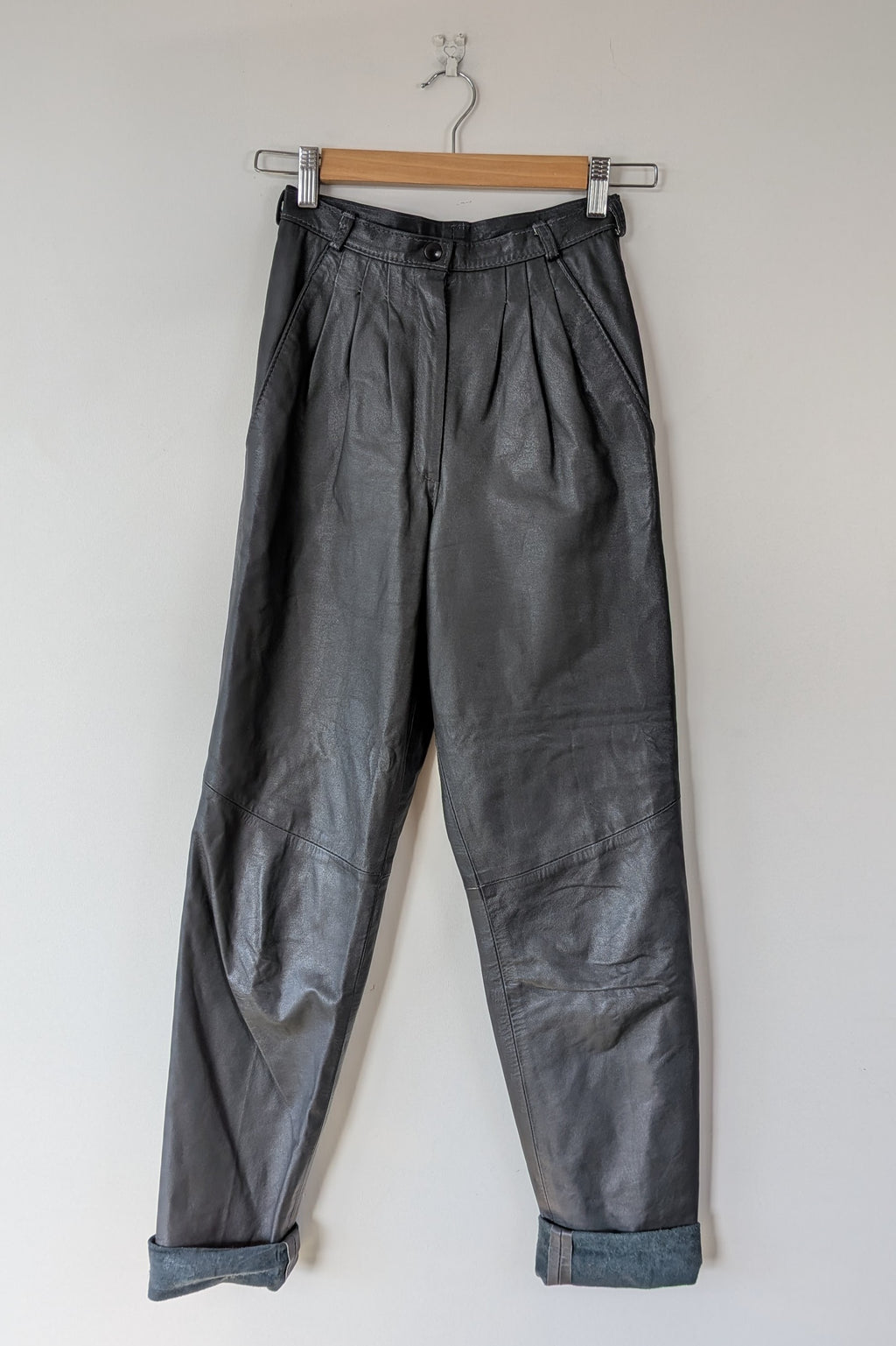 Vintage 80s Solmar Melbourne Grey Leather Pants Size XS