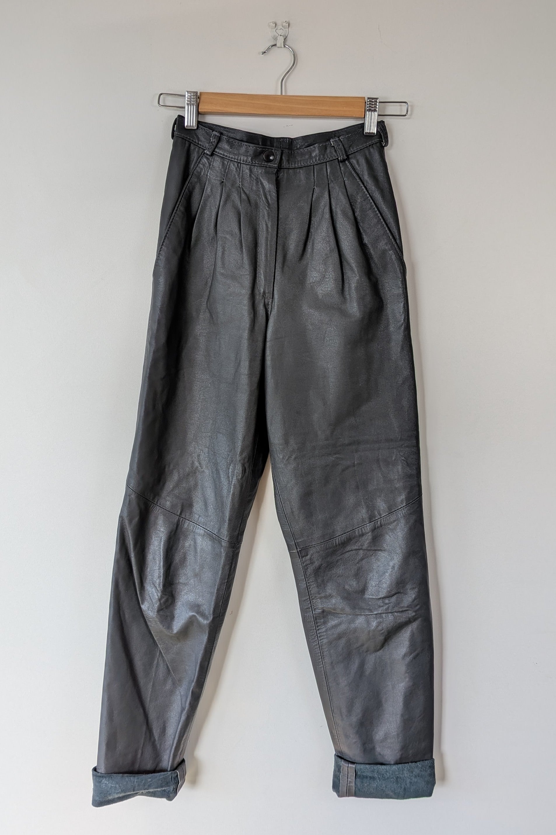 Vintage 80s Solmar Melbourne Grey Leather Pants Size XS