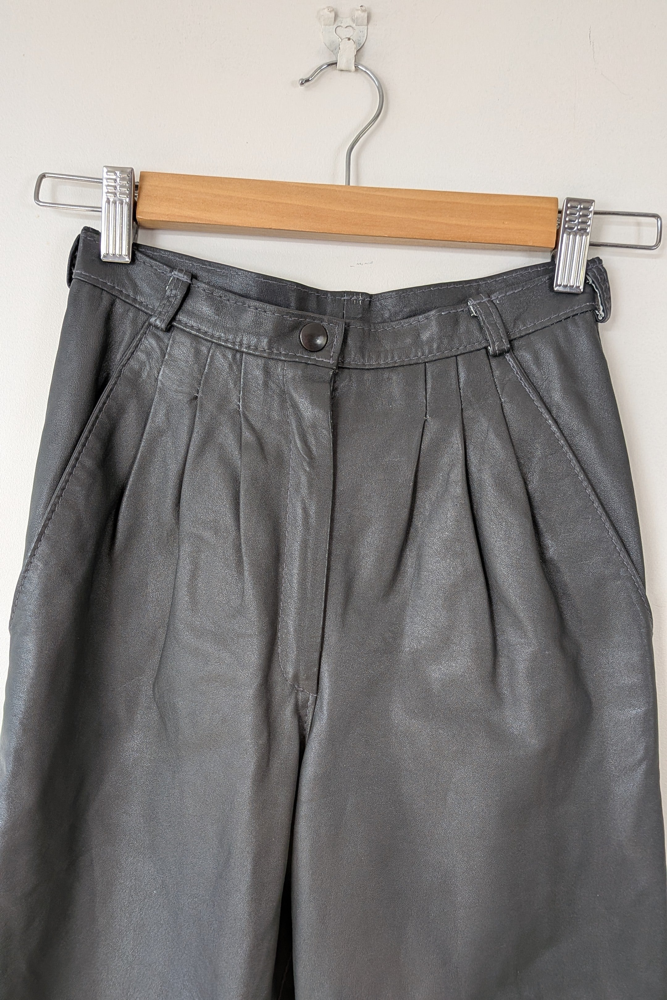 Vintage 80s Solmar Melbourne Grey Leather Pants Size XS