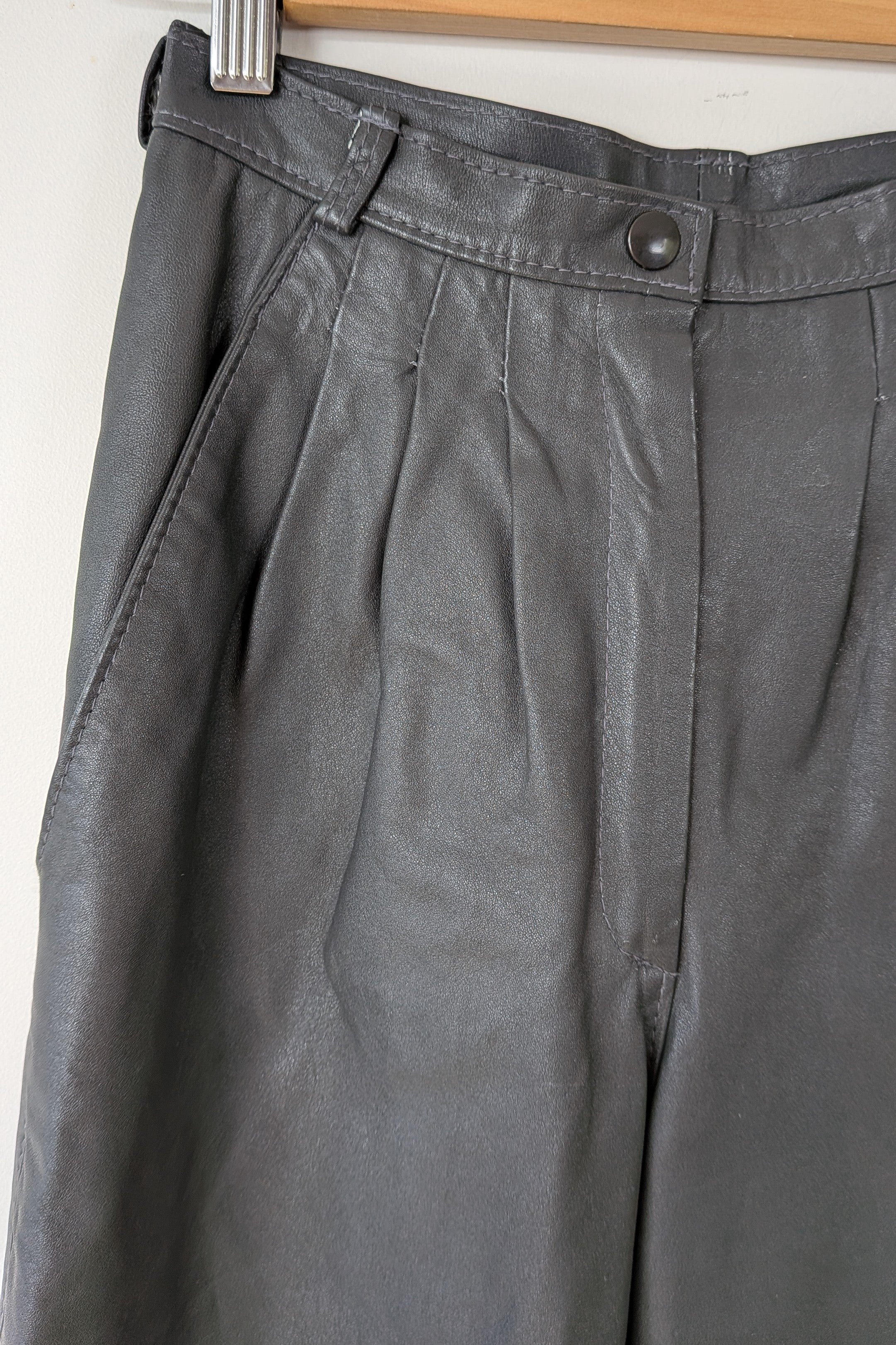 Vintage 80s Solmar Melbourne Grey Leather Pants Size XS