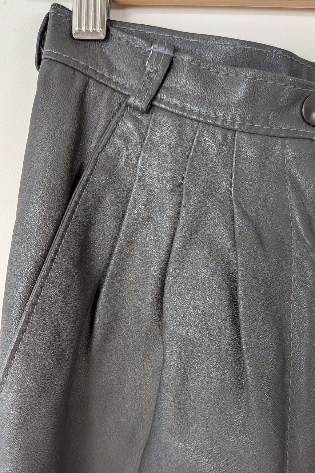 Vintage 80s Solmar Melbourne Grey Leather Pants Size XS