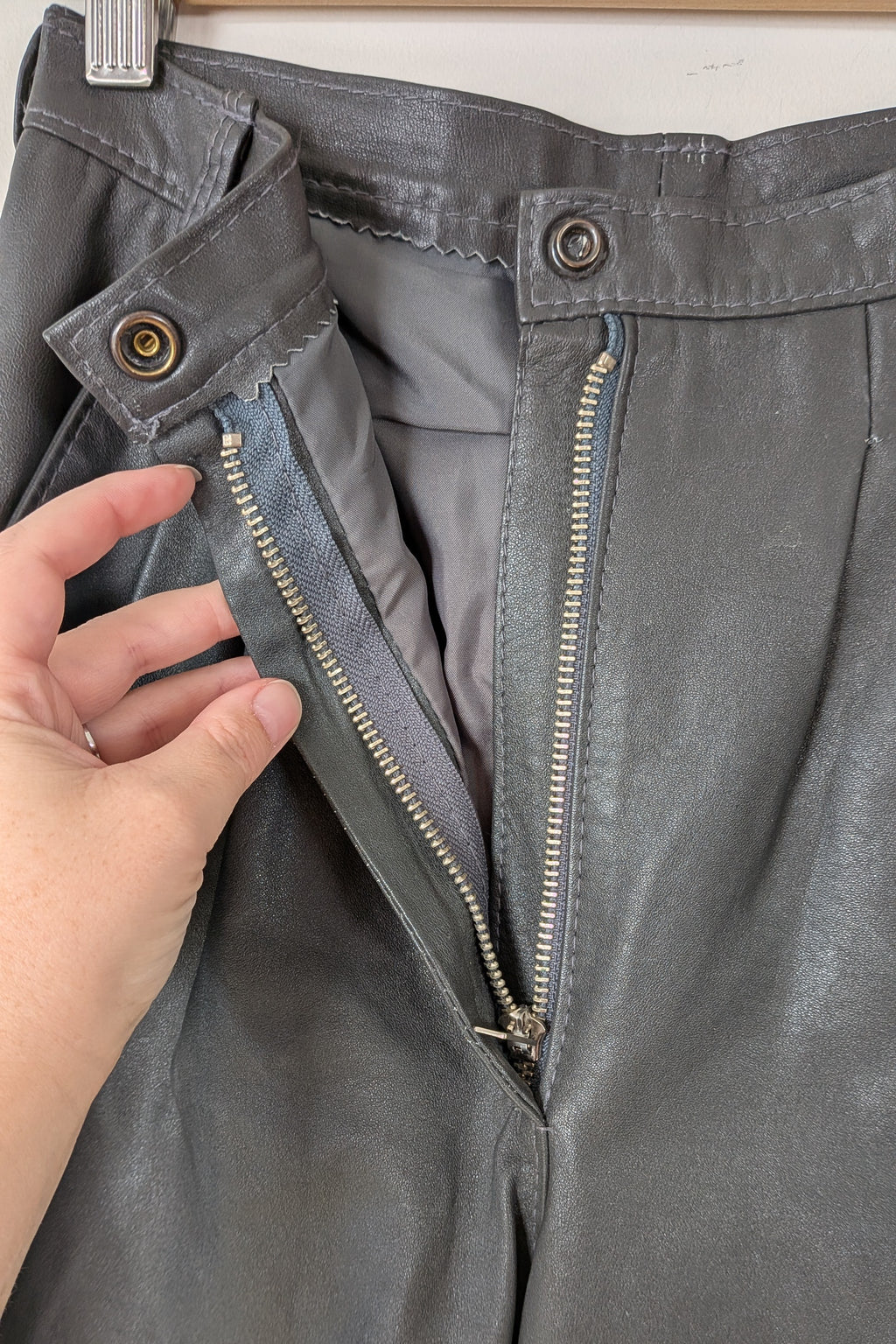 Vintage 80s Solmar Melbourne Grey Leather Pants Size XS