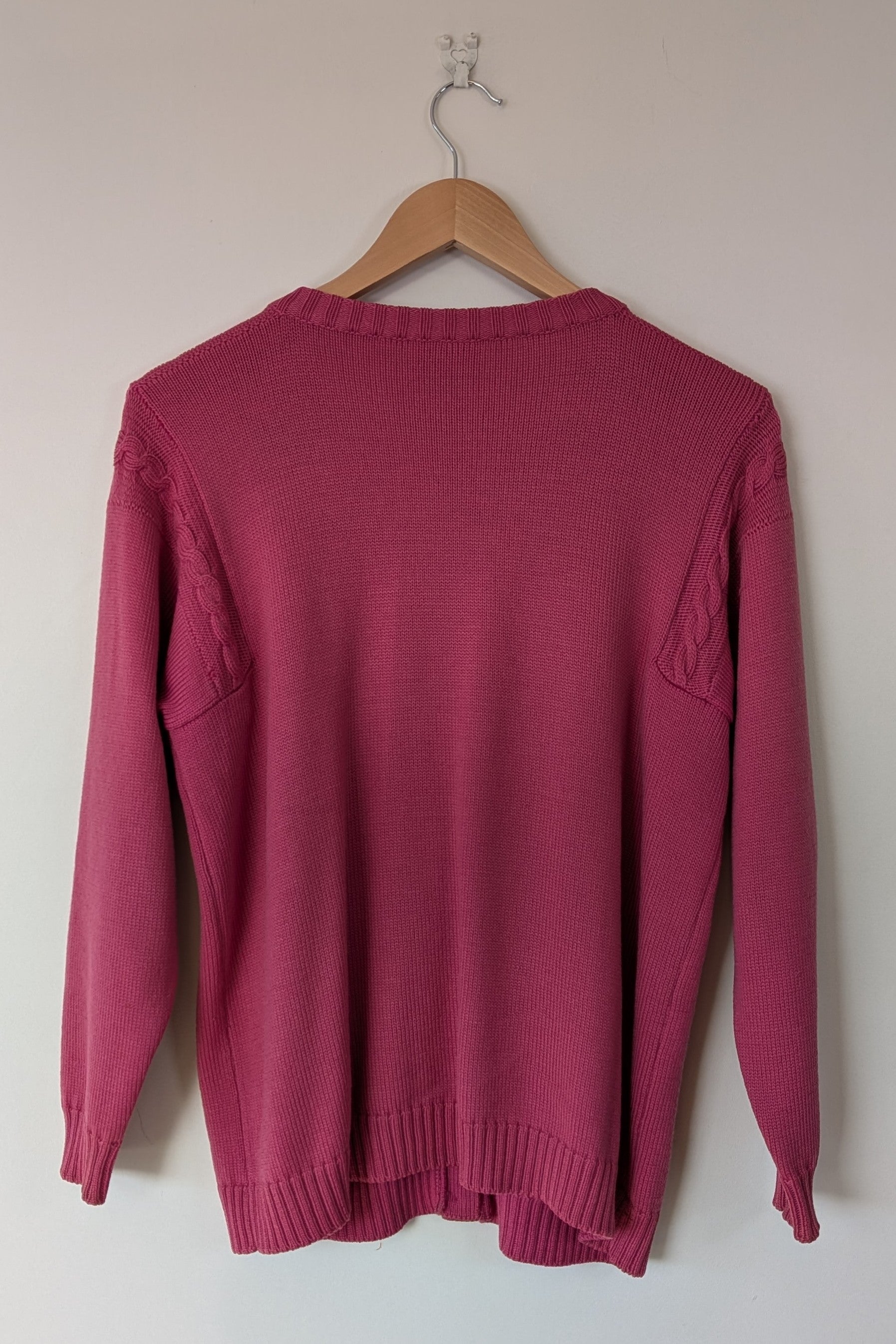 Vintage 80s Casaveen Pink Wool Cardigan Size S (Made in Tasmania)