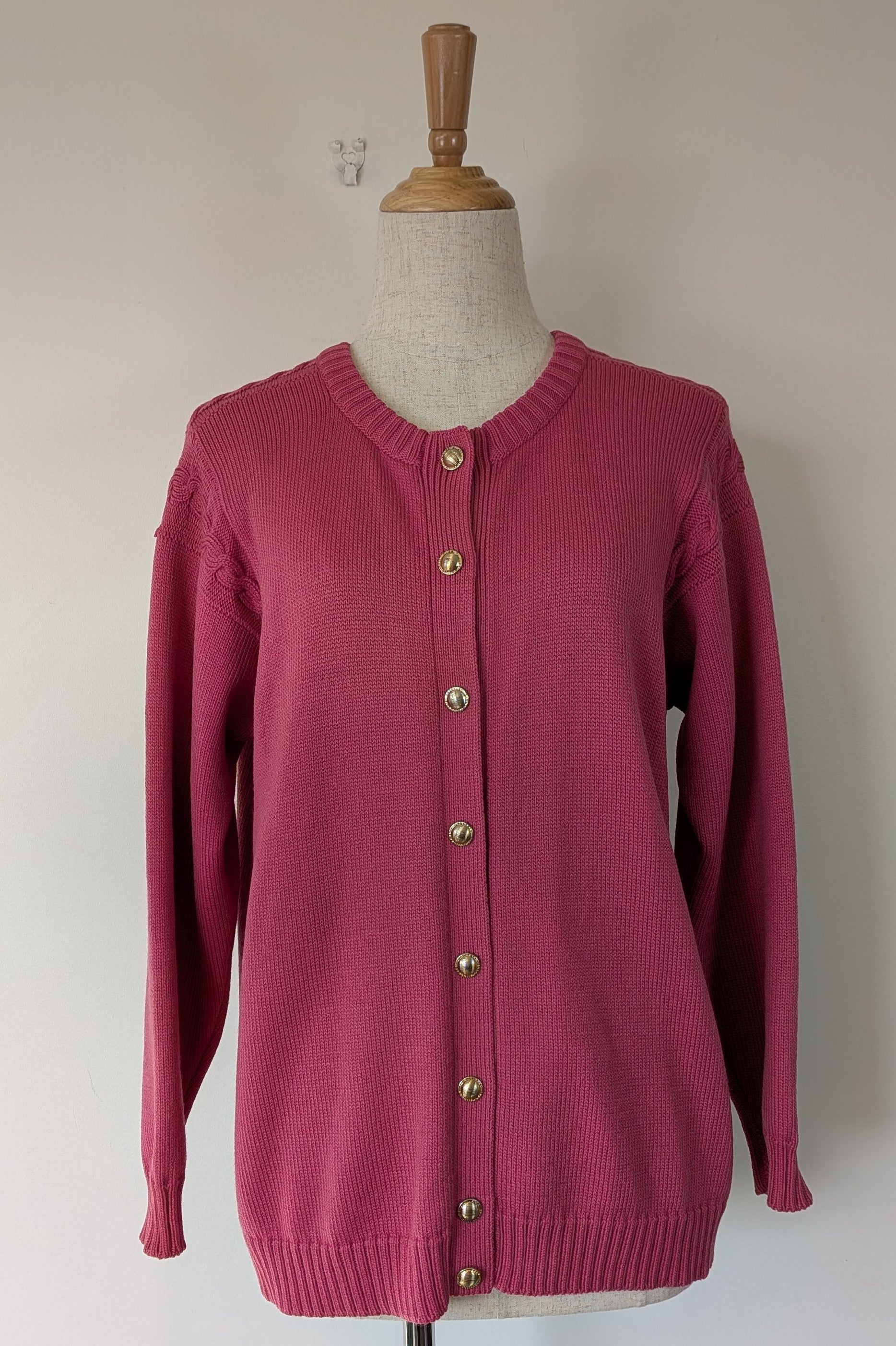 Vintage 80s Casaveen Pink Wool Cardigan Size S (Made in Tasmania)