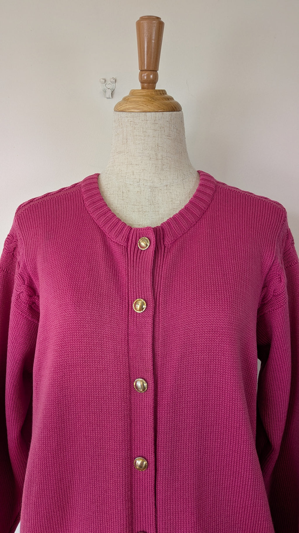 Vintage 80s Casaveen Pink Wool Cardigan Size S (Made in Tasmania)
