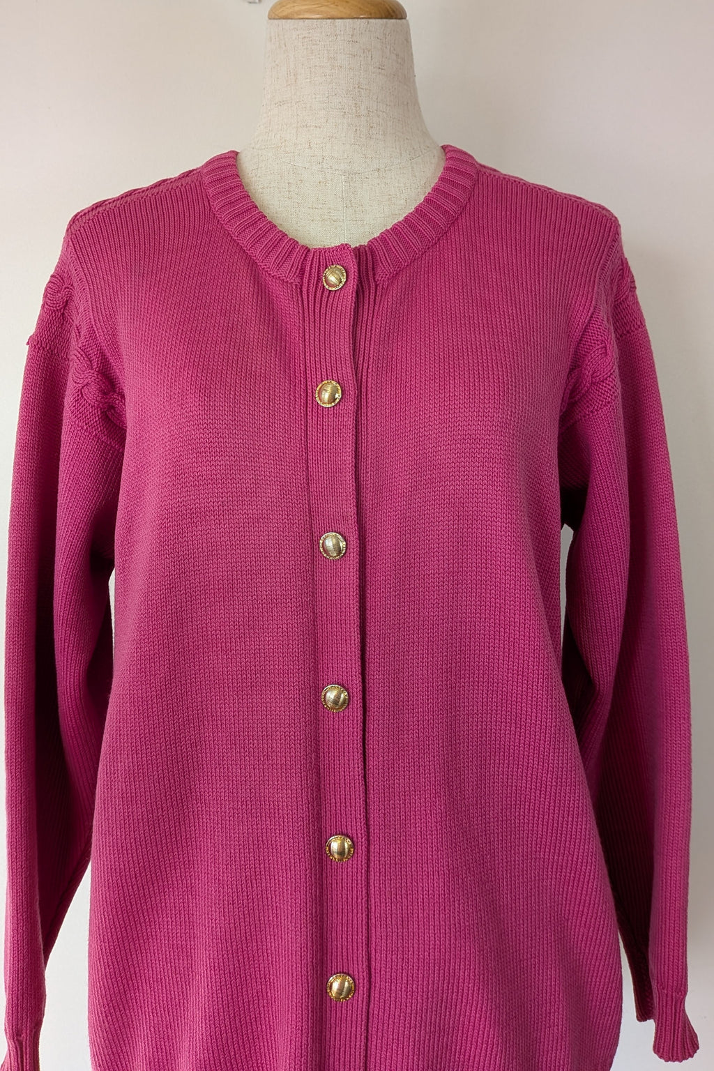 Vintage 80s Casaveen Pink Wool Cardigan Size S (Made in Tasmania)