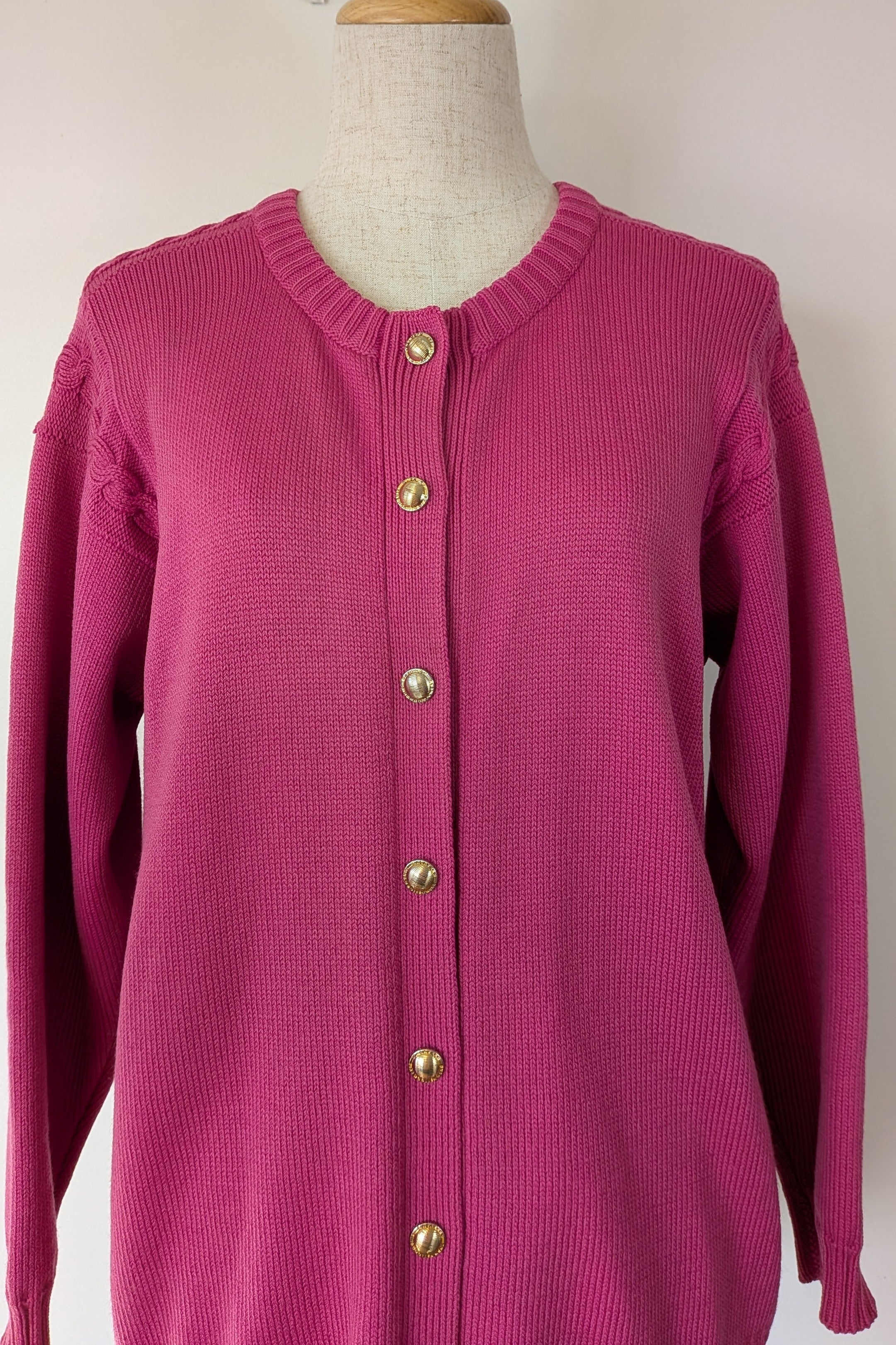 Vintage 80s Casaveen Pink Wool Cardigan Size S (Made in Tasmania)