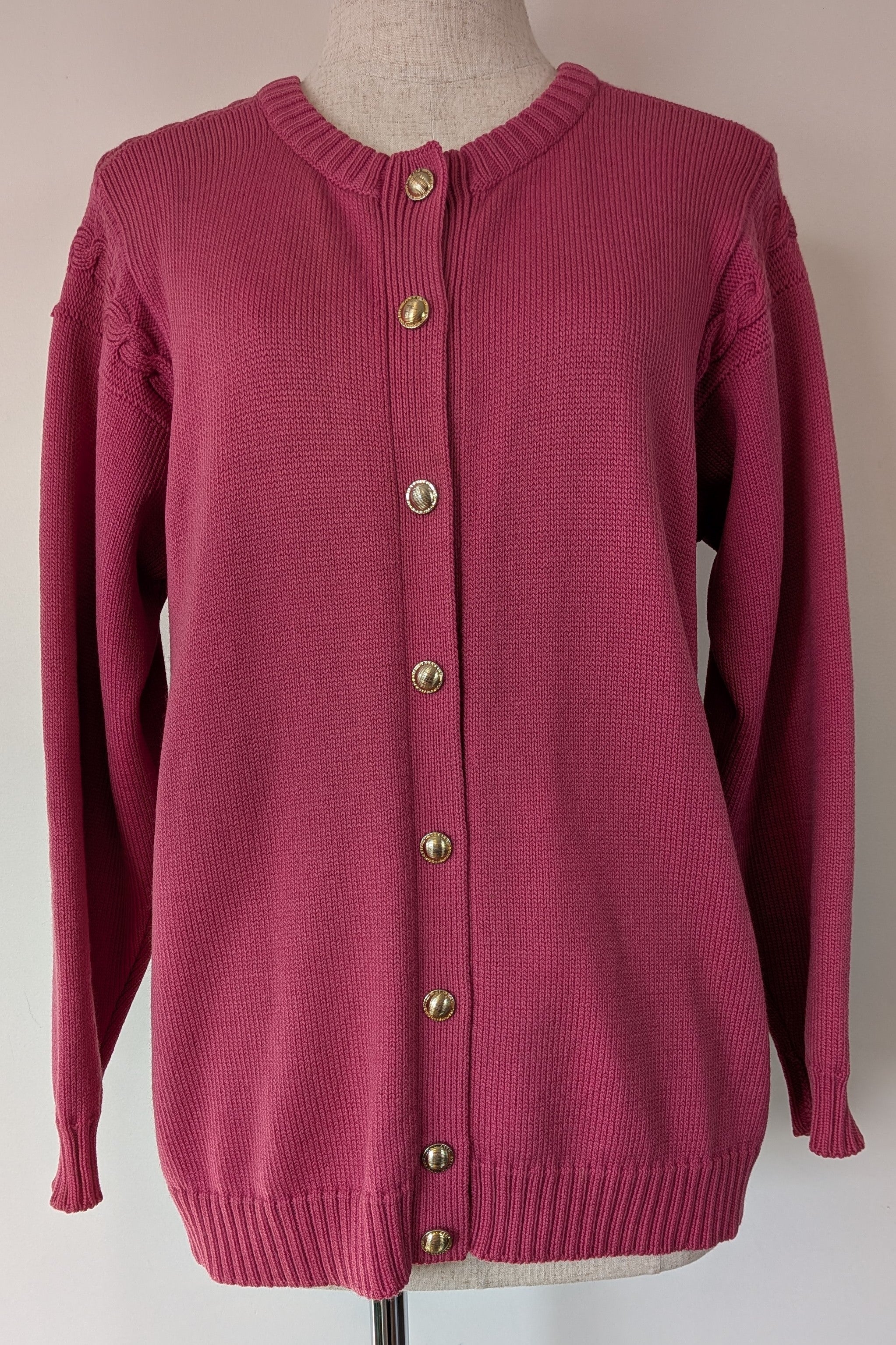 Vintage 80s Casaveen Pink Wool Cardigan Size S (Made in Tasmania)
