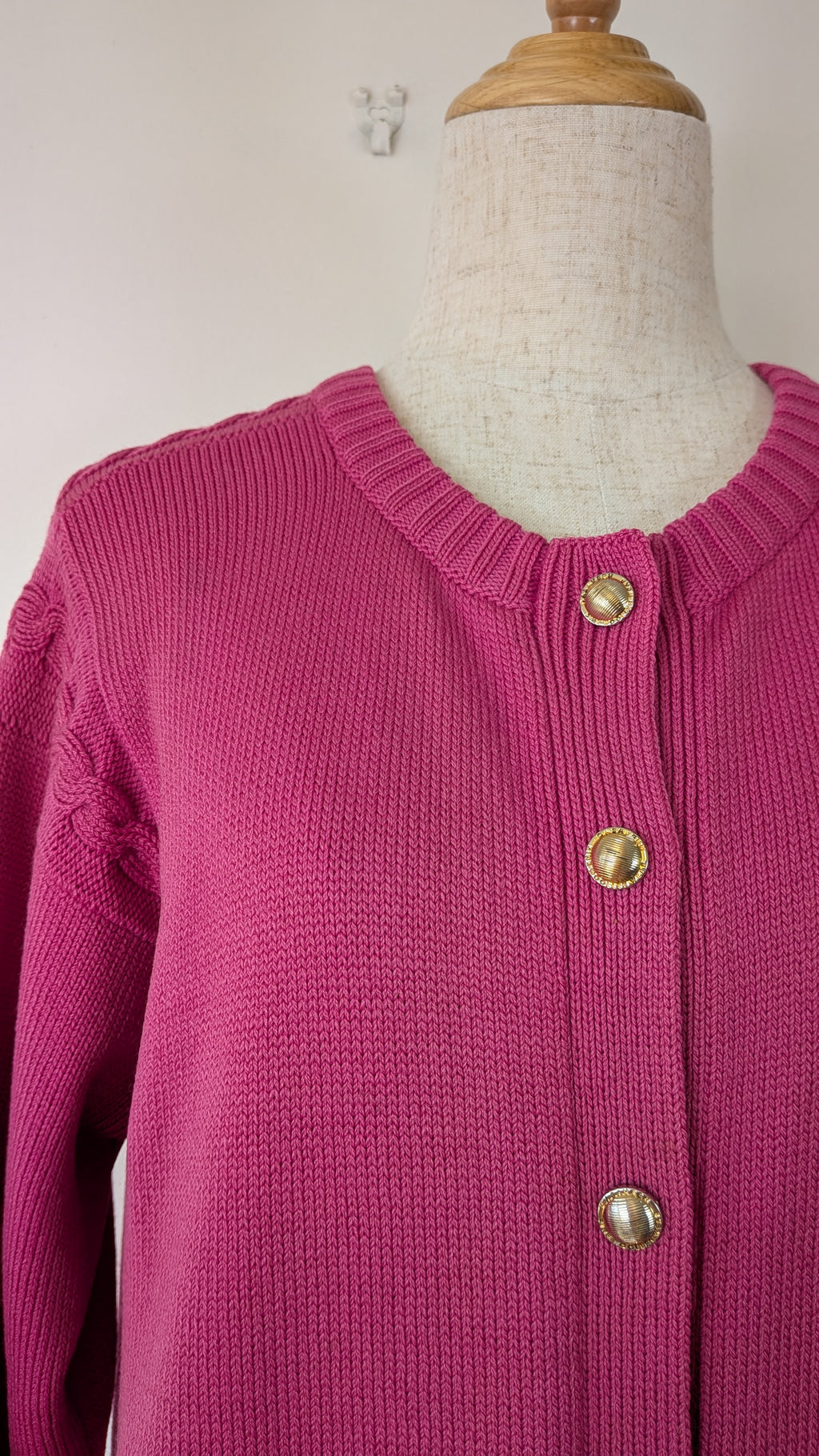 Vintage 80s Casaveen Pink Wool Cardigan Size S (Made in Tasmania)