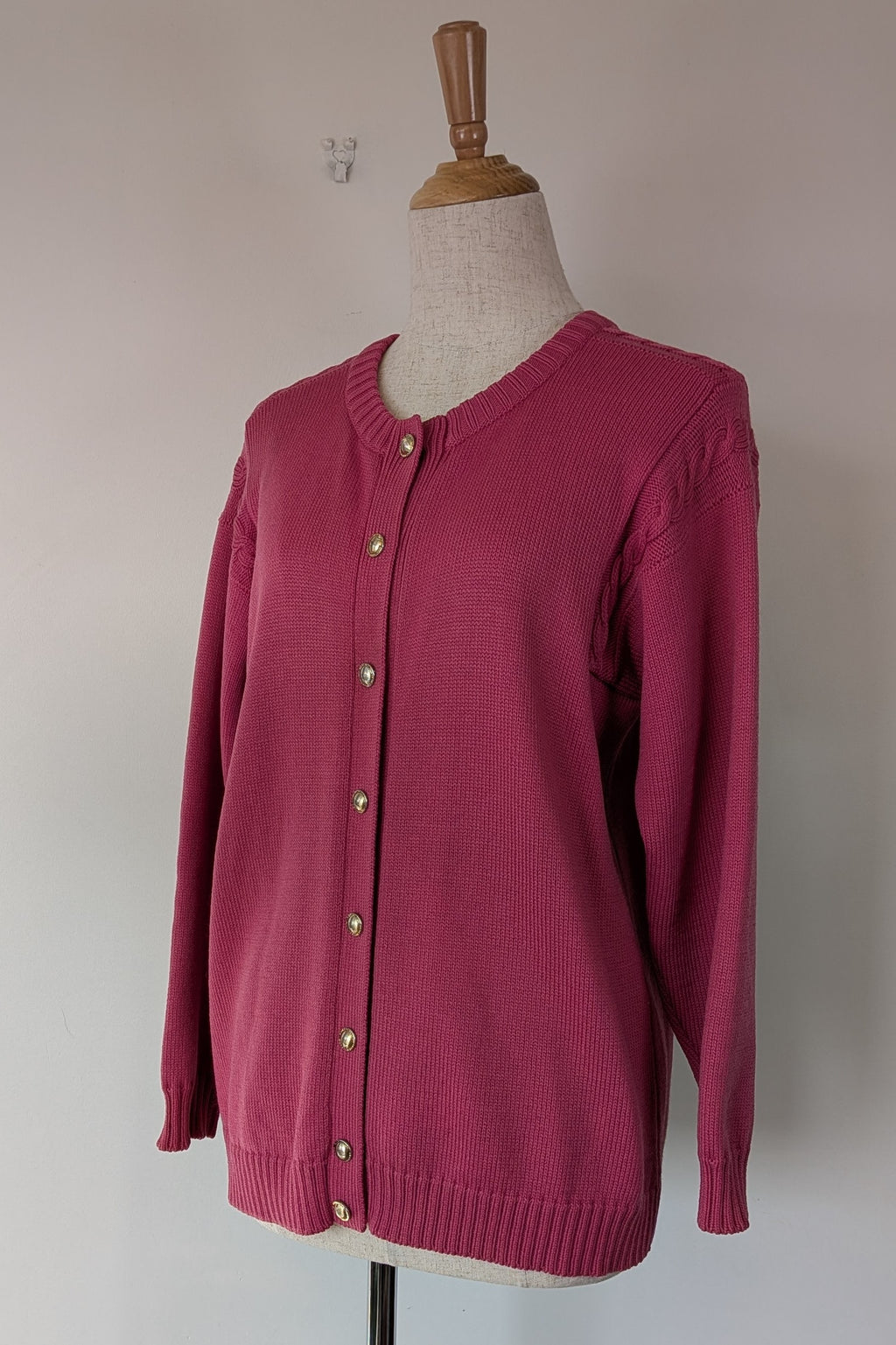 Vintage 80s Casaveen Pink Wool Cardigan Size S (Made in Tasmania)