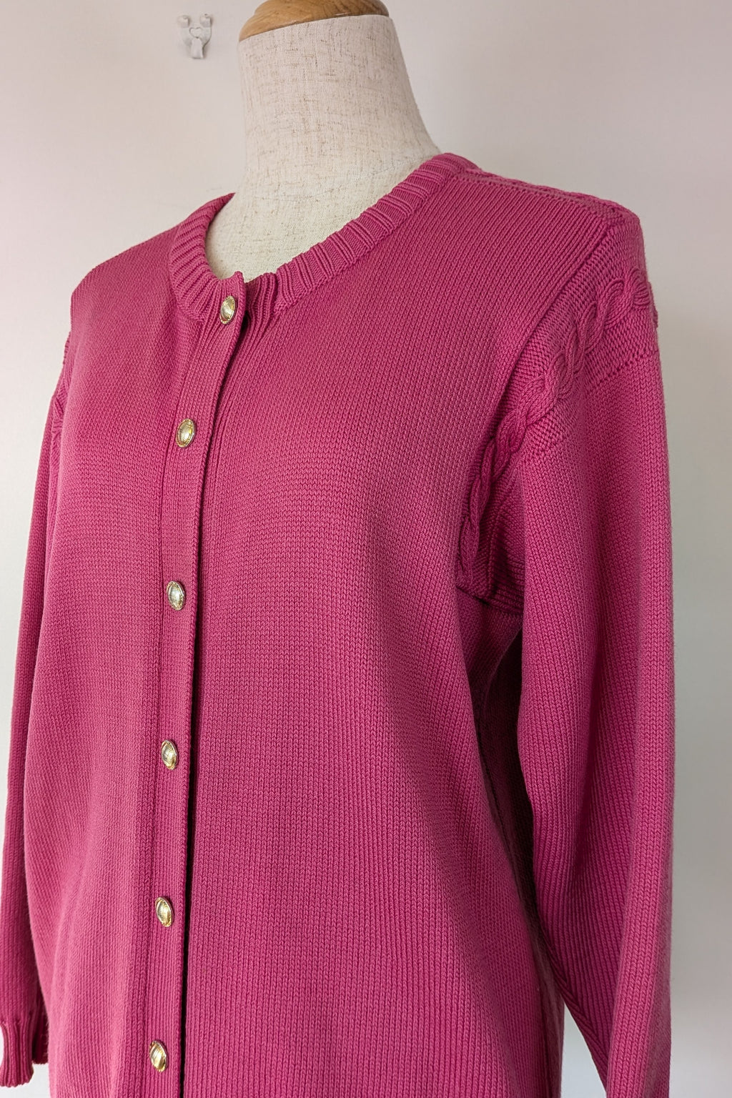 Vintage 80s Casaveen Pink Wool Cardigan Size S (Made in Tasmania)
