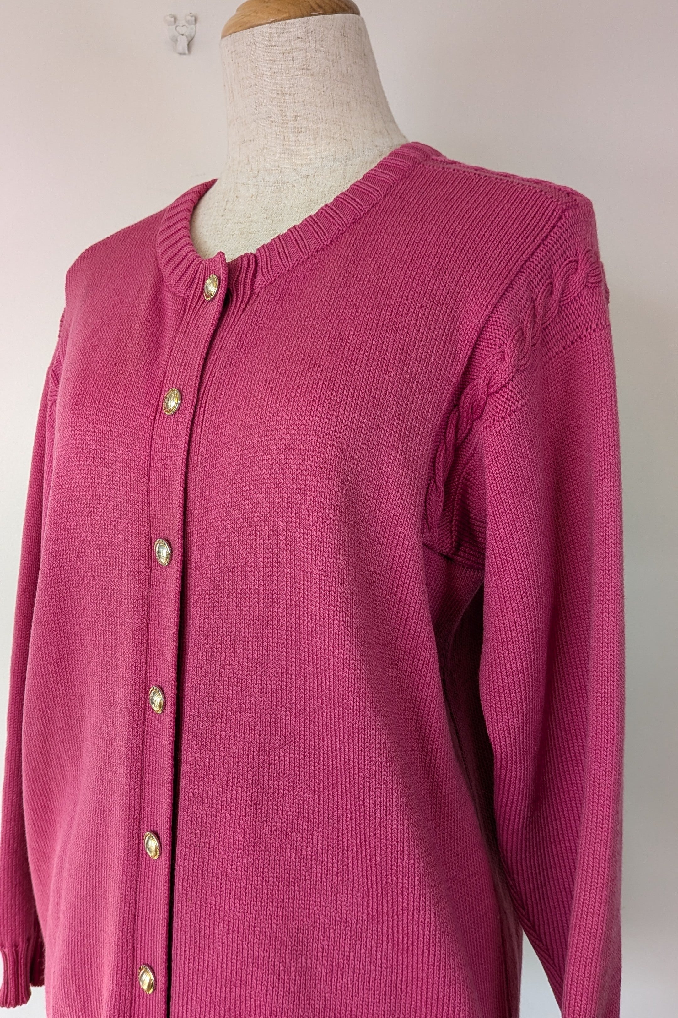Vintage 80s Casaveen Pink Wool Cardigan Size S (Made in Tasmania)