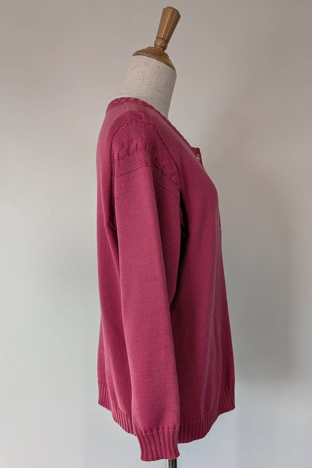 Vintage 80s Casaveen Pink Wool Cardigan Size S (Made in Tasmania)