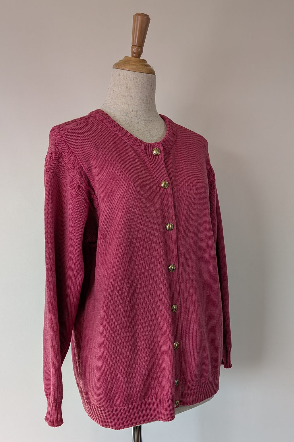 Vintage 80s Casaveen Pink Wool Cardigan Size S (Made in Tasmania)