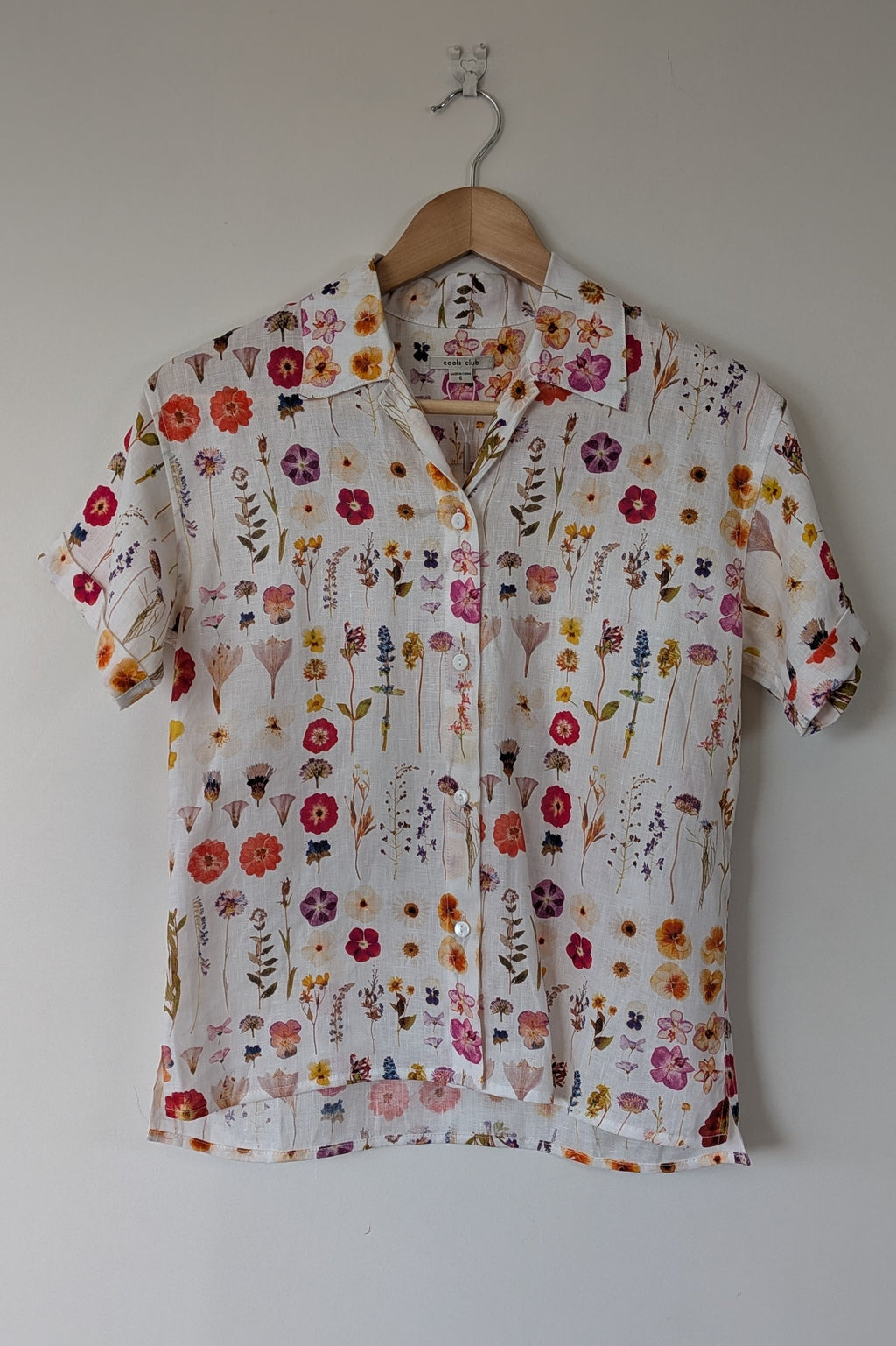 Cools Club 70's Pressed Floral Linen Shirt Size 6 BNWT RRP $99.95