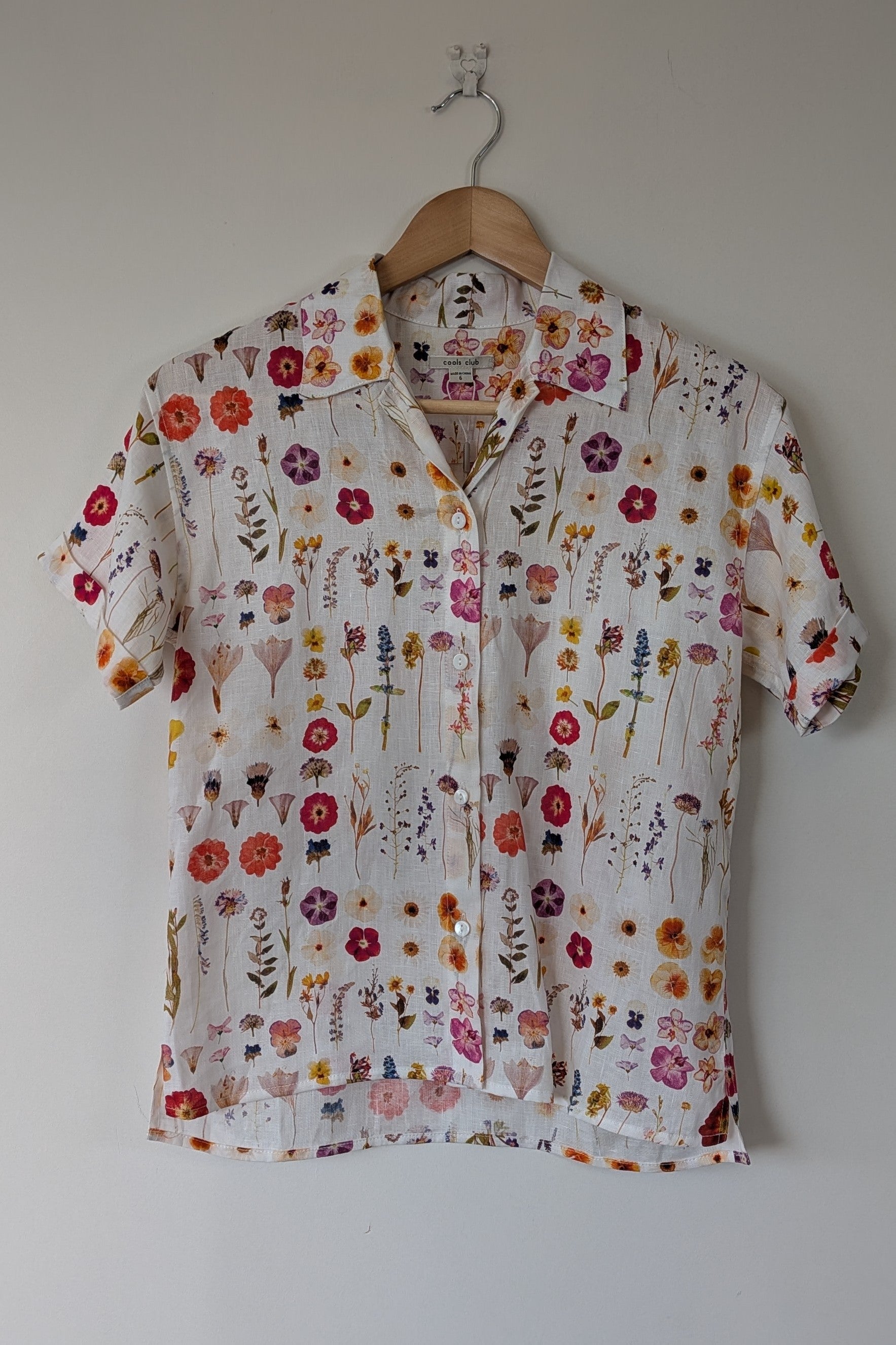 Cools Club 70's Pressed Floral Linen Shirt Size 6 BNWT RRP $99.95