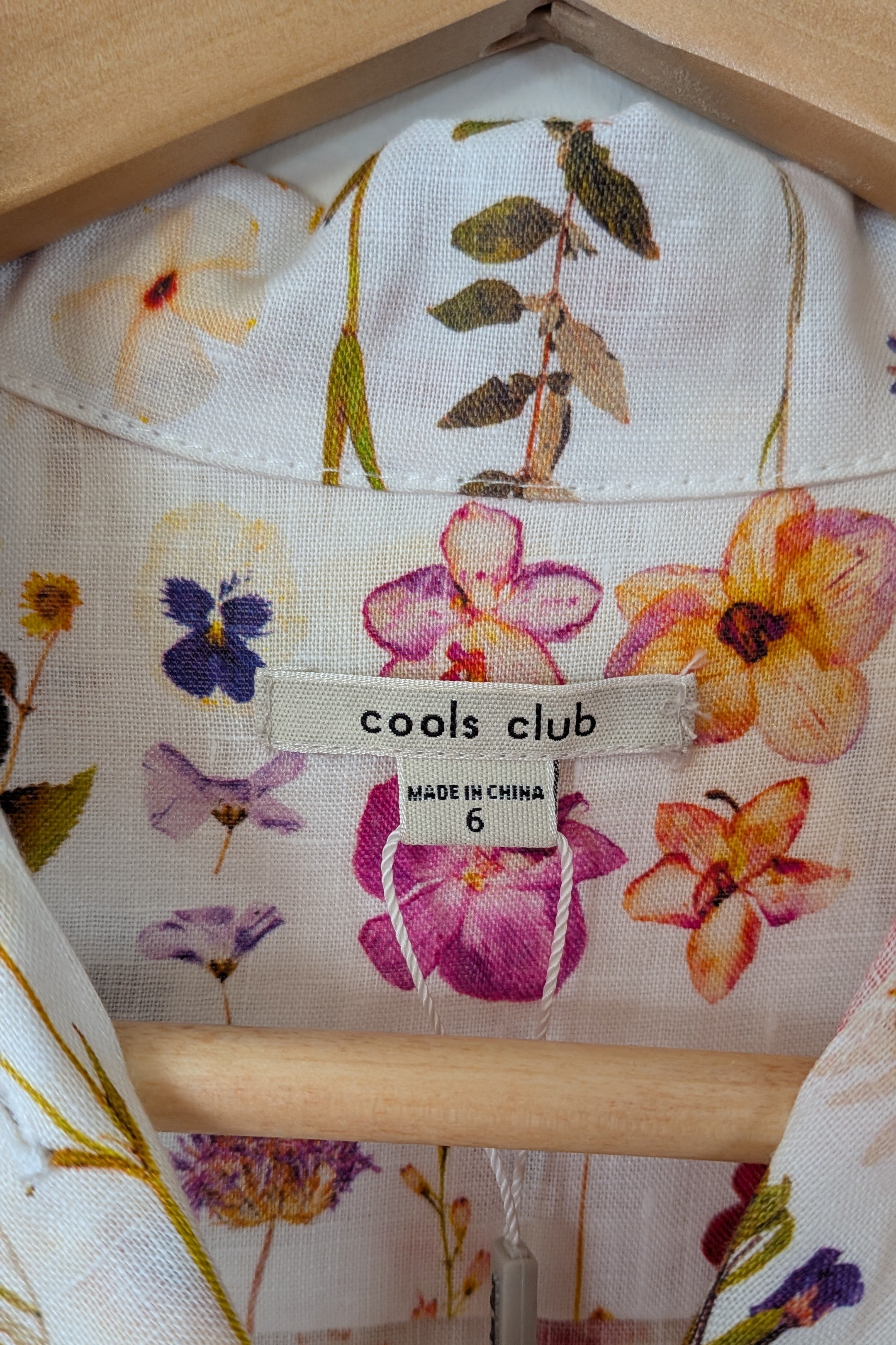 Cools Club 70's Pressed Floral Linen Shirt Size 6 BNWT RRP $99.95