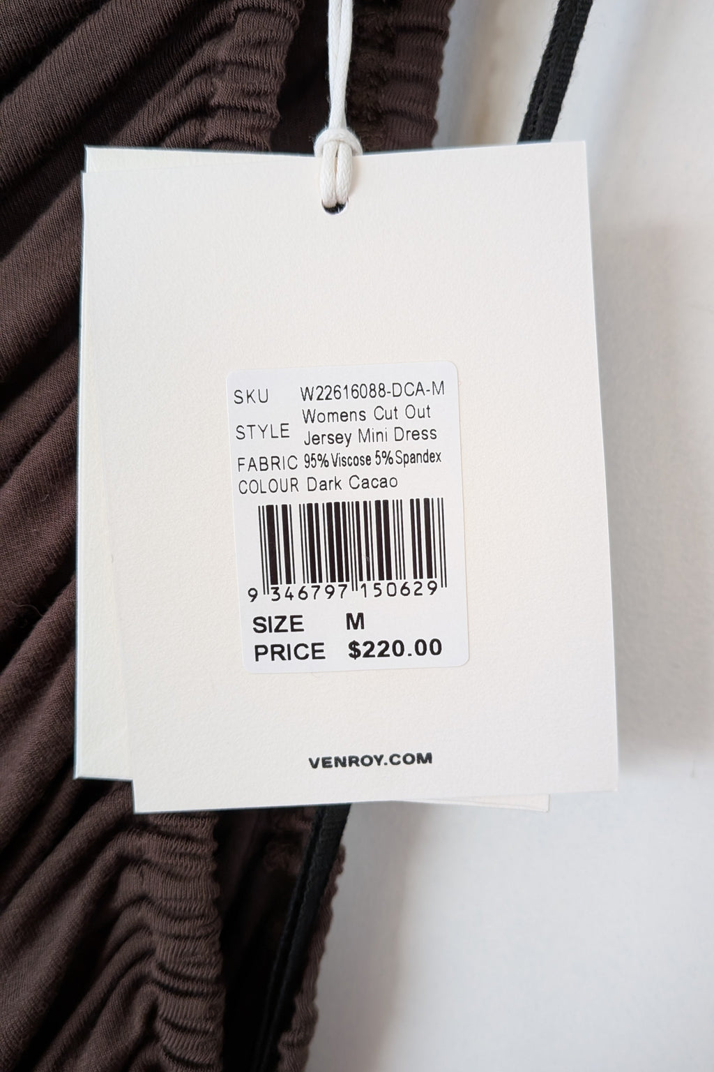 Venroy Cut Out Jersey Mini Dress in Dark Cacao Size M BNWT RRP $220