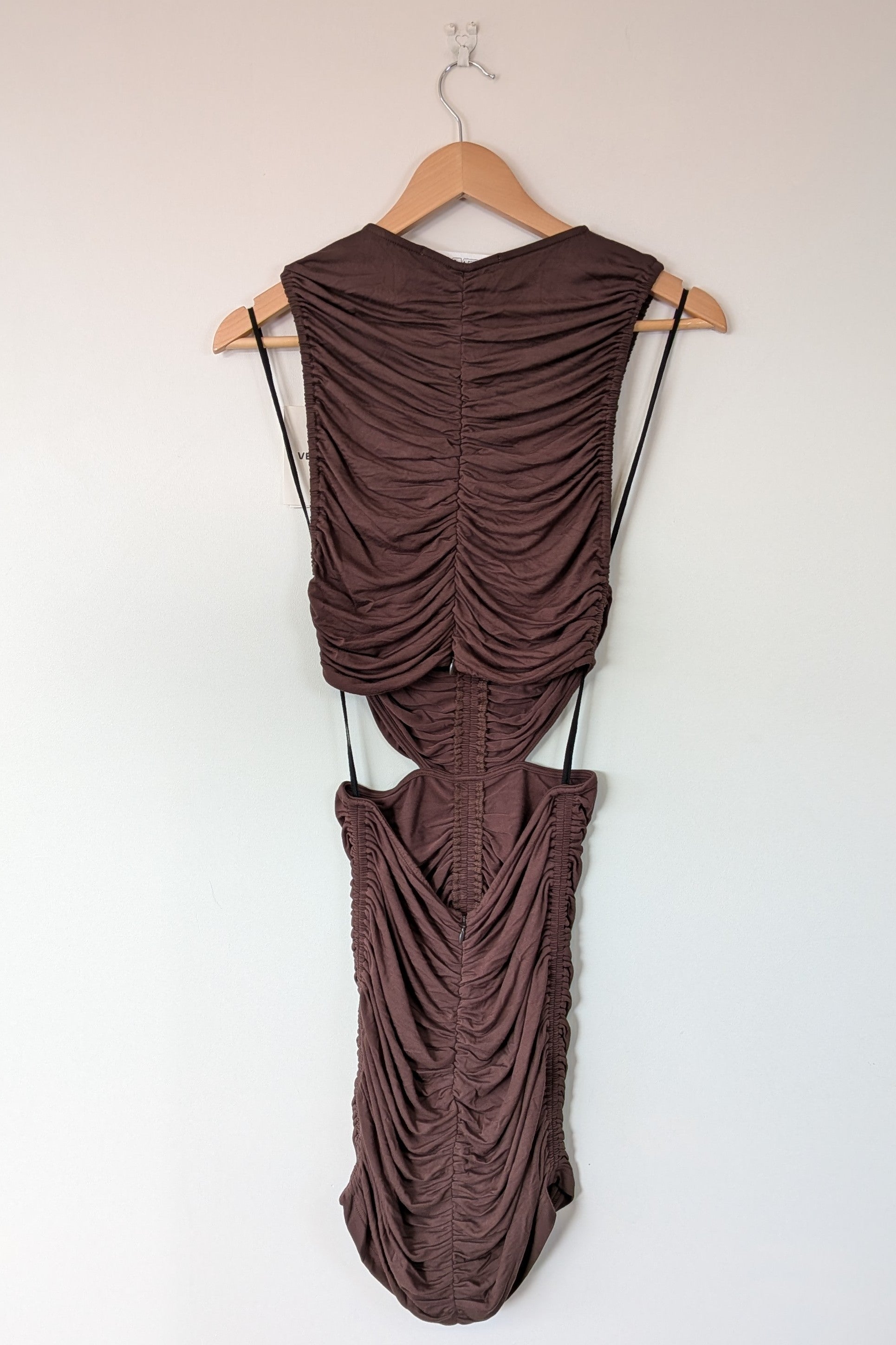 Venroy Cut Out Jersey Mini Dress in Dark Cacao Size M BNWT RRP $220
