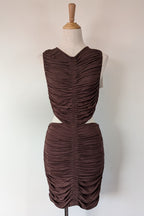Venroy Cut Out Jersey Mini Dress in Dark Cacao Size M BNWT RRP $220