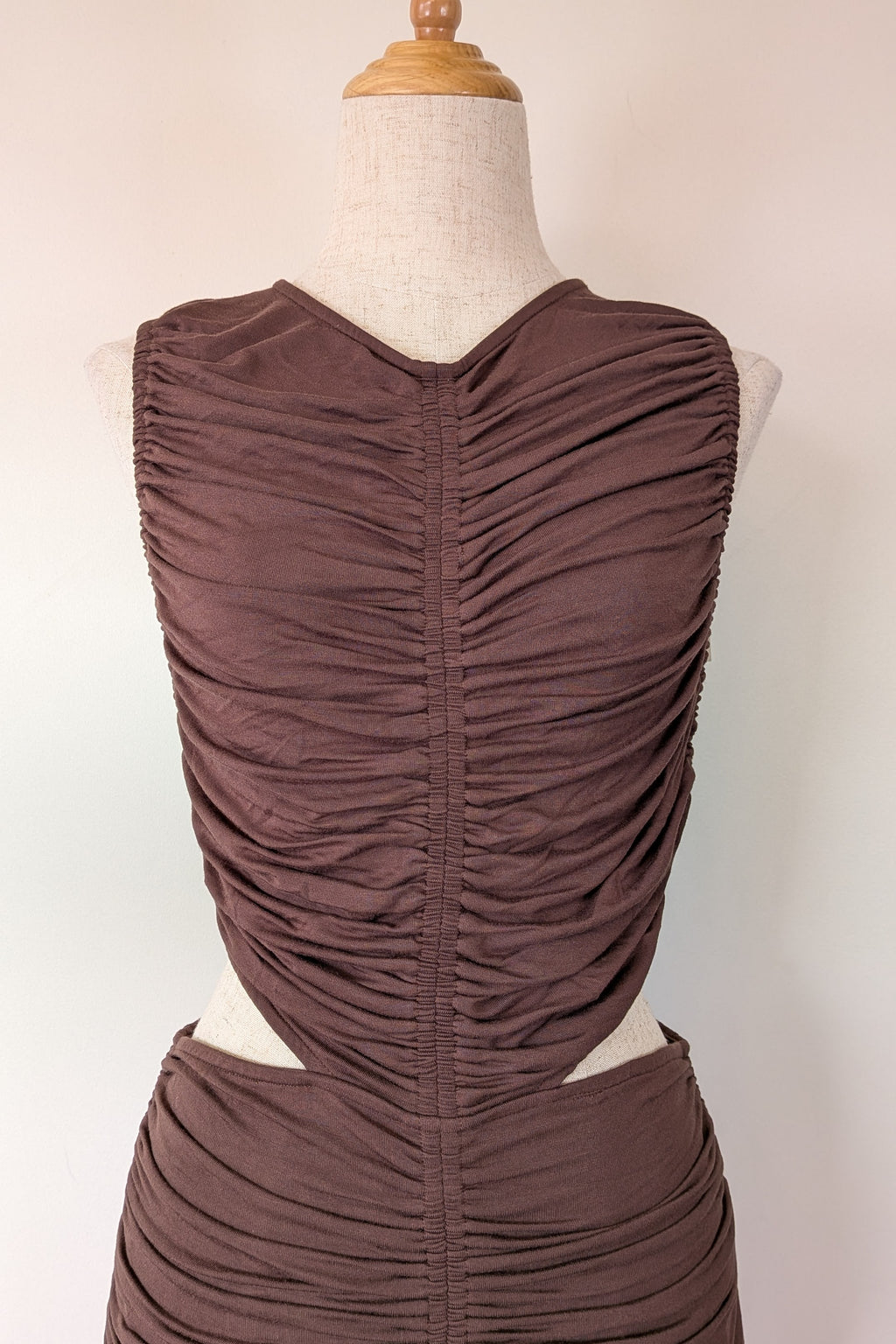 Venroy Cut Out Jersey Mini Dress in Dark Cacao Size M BNWT RRP $220