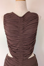 Venroy Cut Out Jersey Mini Dress in Dark Cacao Size M BNWT RRP $220