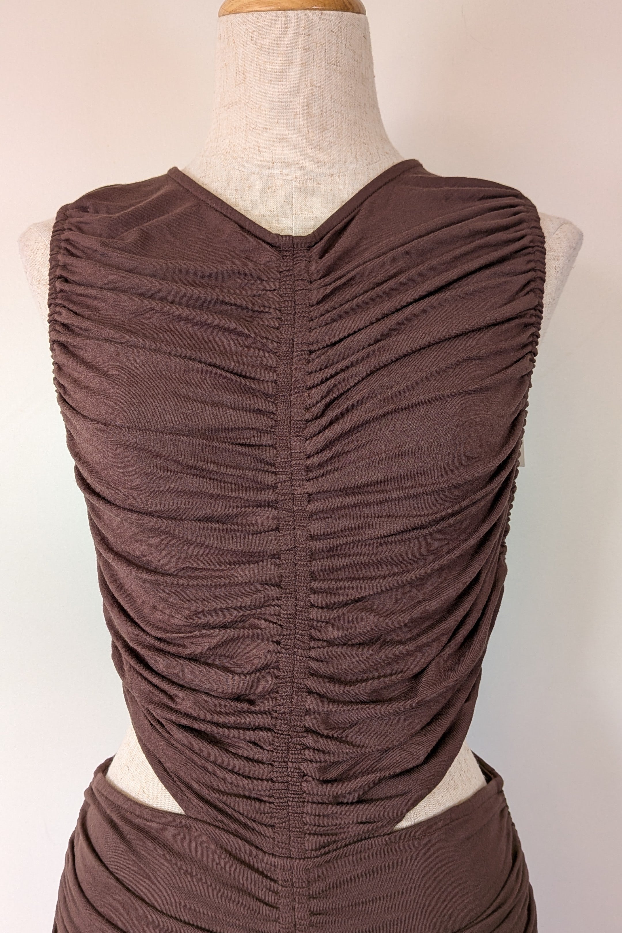 Venroy Cut Out Jersey Mini Dress in Dark Cacao Size M BNWT RRP $220