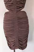 Venroy Cut Out Jersey Mini Dress in Dark Cacao Size M BNWT RRP $220