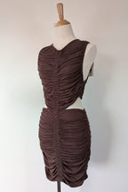 Venroy Cut Out Jersey Mini Dress in Dark Cacao Size M BNWT RRP $220