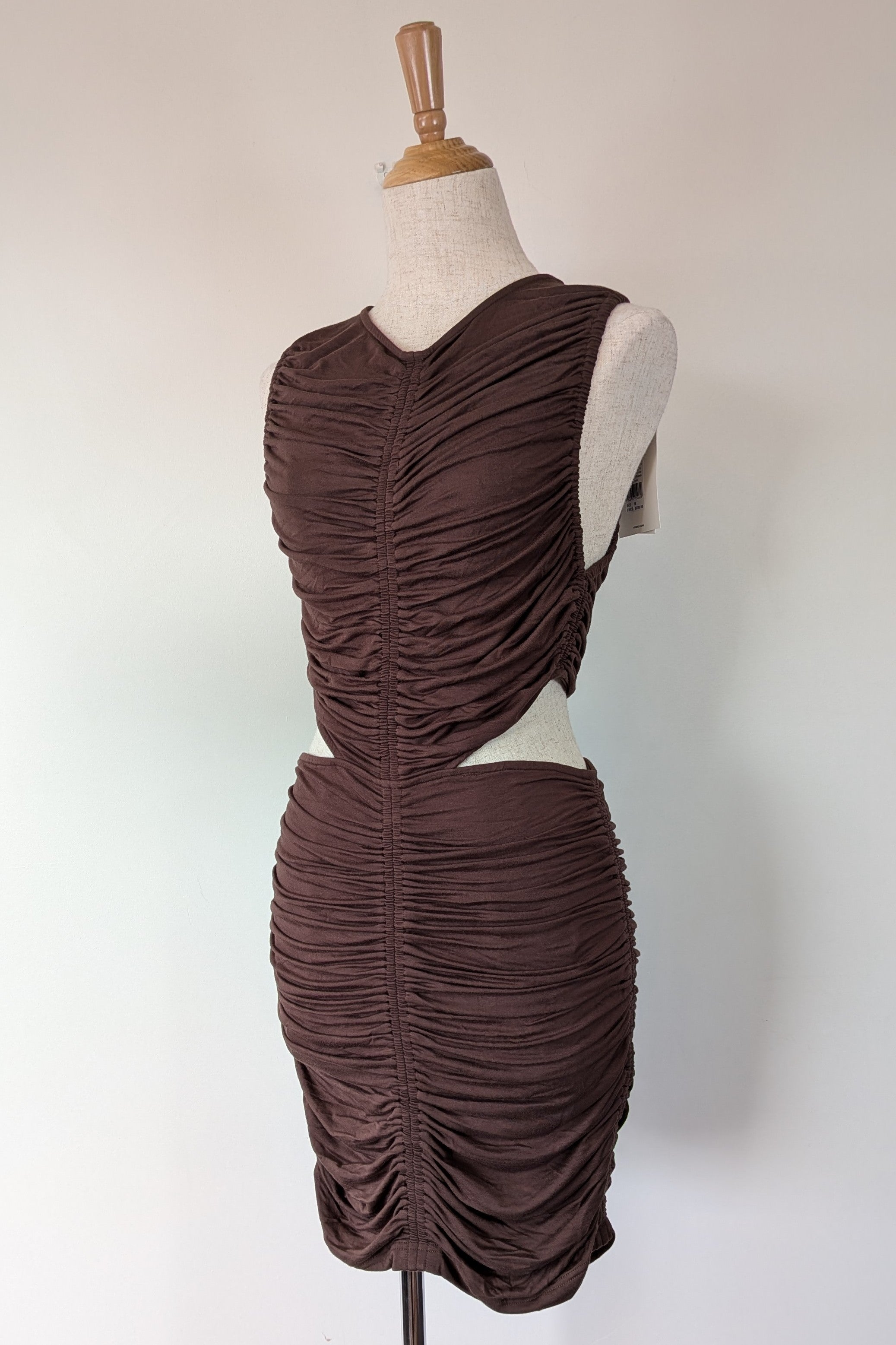 Venroy Cut Out Jersey Mini Dress in Dark Cacao Size M BNWT RRP $220