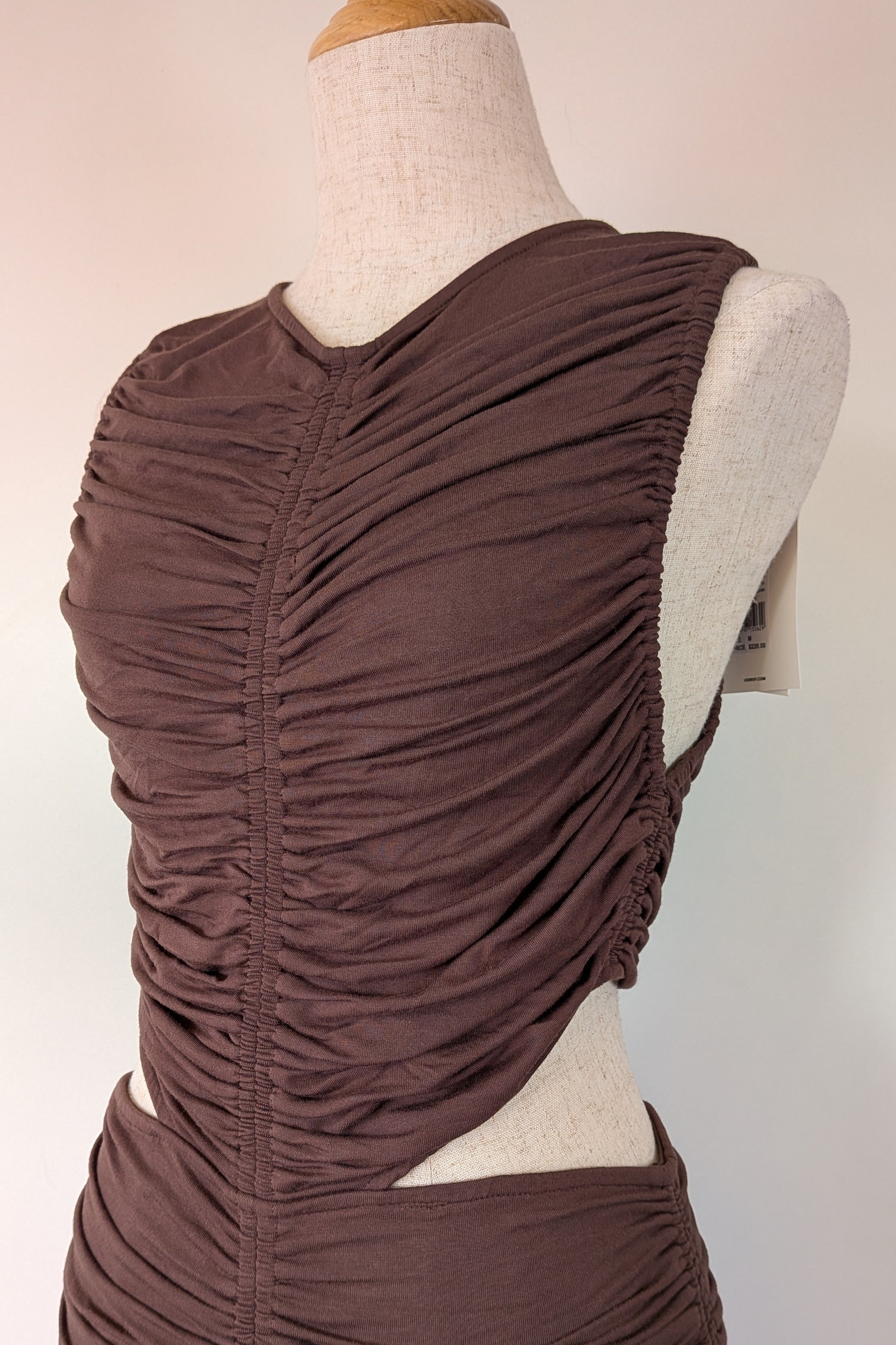 Venroy Cut Out Jersey Mini Dress in Dark Cacao Size M BNWT RRP $220