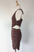 Venroy Cut Out Jersey Mini Dress in Dark Cacao Size M BNWT RRP $220
