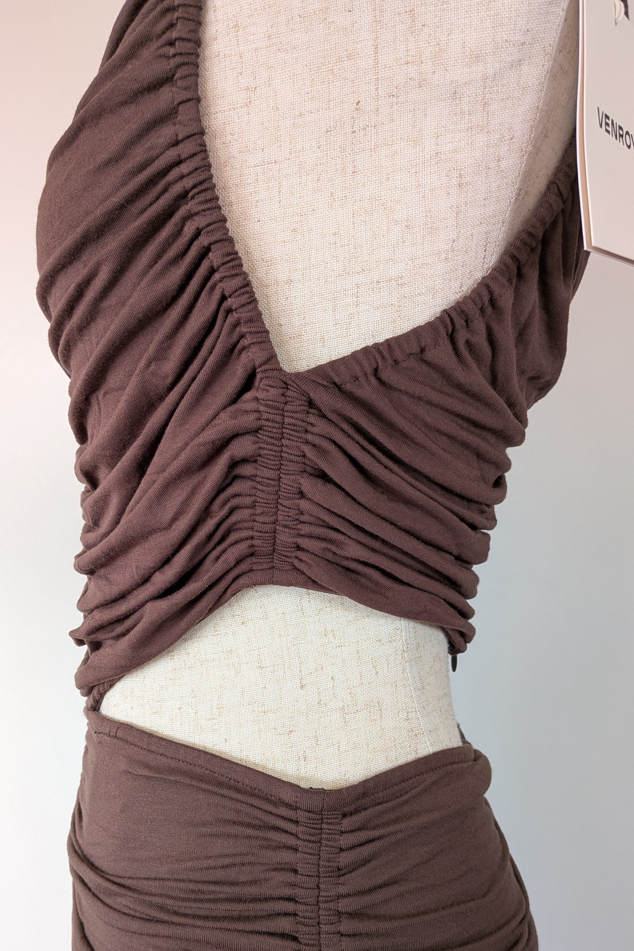 Venroy Cut Out Jersey Mini Dress in Dark Cacao Size M BNWT RRP $220