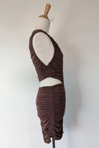Venroy Cut Out Jersey Mini Dress in Dark Cacao Size M BNWT RRP $220