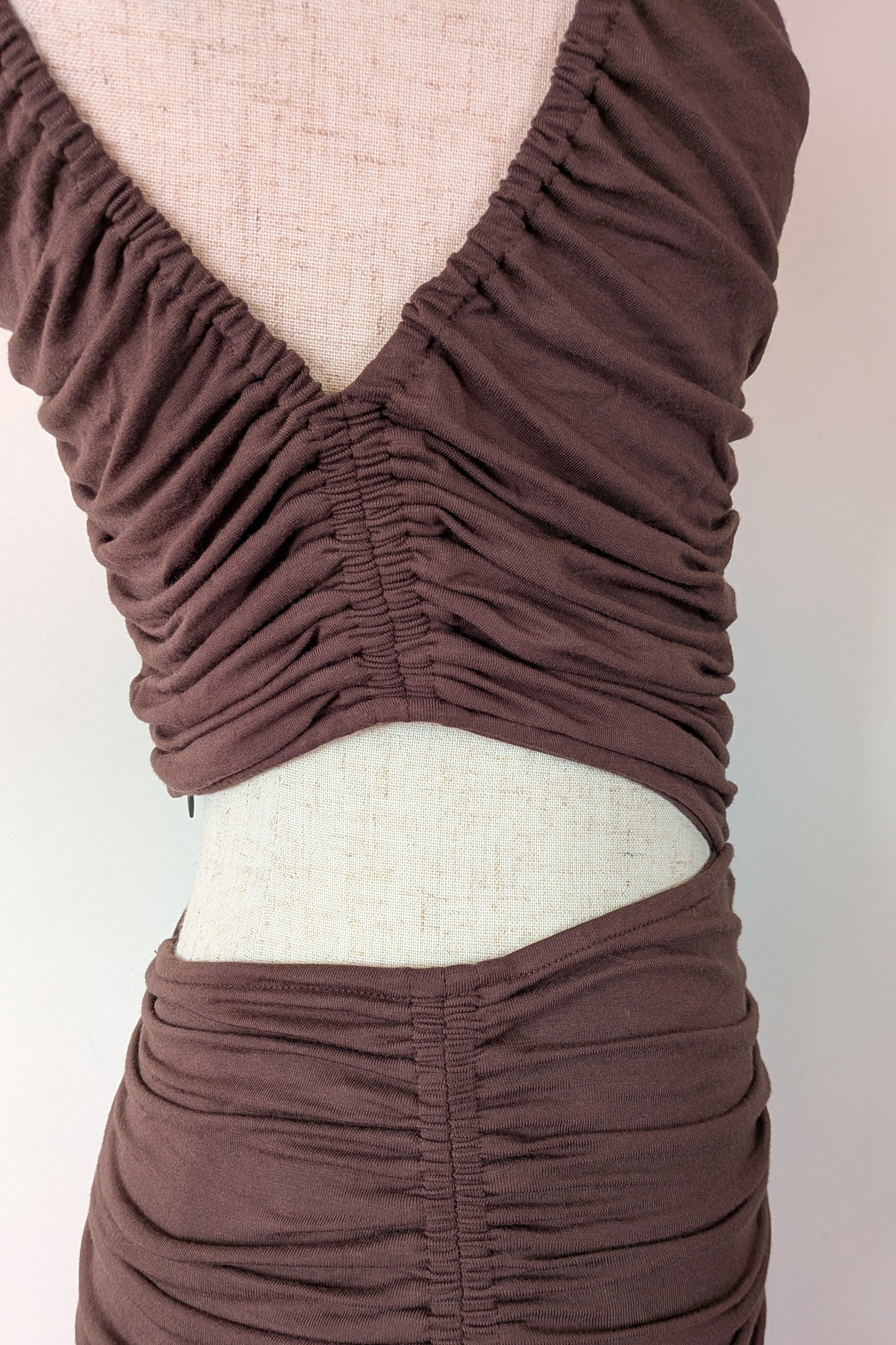 Venroy Cut Out Jersey Mini Dress in Dark Cacao Size M BNWT RRP $220