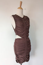 Venroy Cut Out Jersey Mini Dress in Dark Cacao Size M BNWT RRP $220