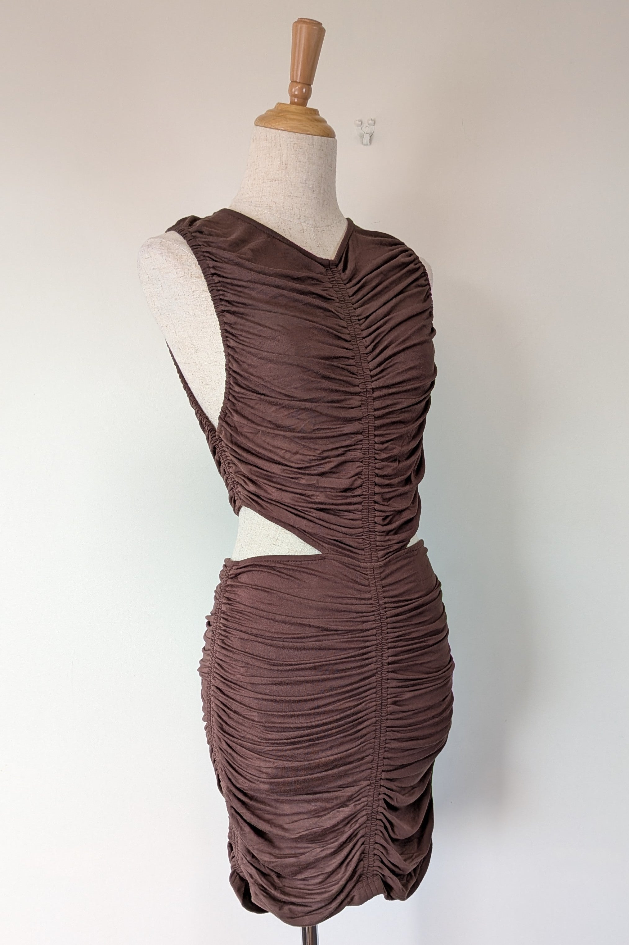 Venroy Cut Out Jersey Mini Dress in Dark Cacao Size M BNWT RRP $220