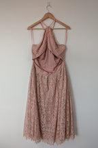 ASOS Lace Midi Dress with Pinny Bodice in Soft Blush Size 18 BNWT RRP $145