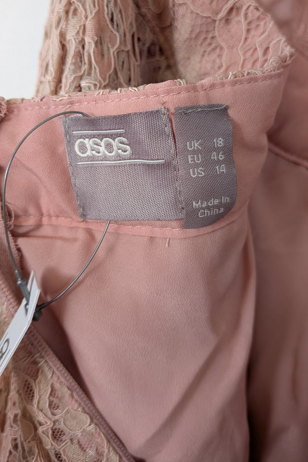 ASOS Lace Midi Dress with Pinny Bodice in Soft Blush Size 18 BNWT RRP $145