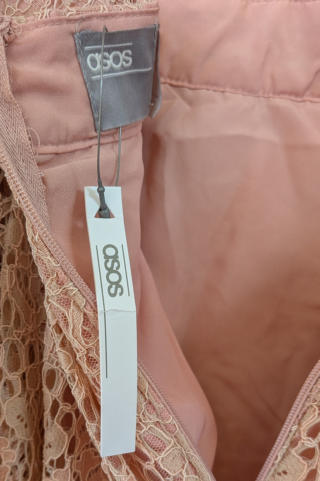 ASOS Lace Midi Dress with Pinny Bodice in Soft Blush Size 18 BNWT RRP $145